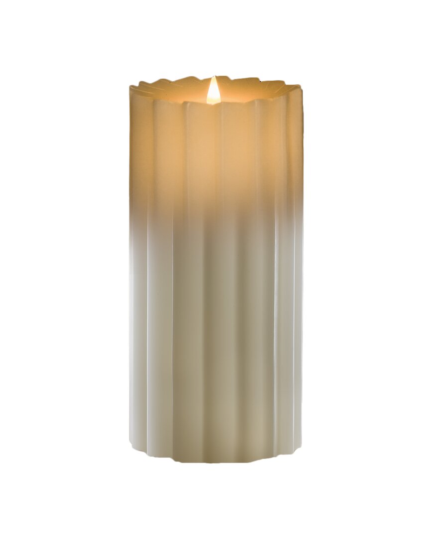 Seasonal Decor Sutton Fluted Motion Flameless Candle 5x7 In Ivory
