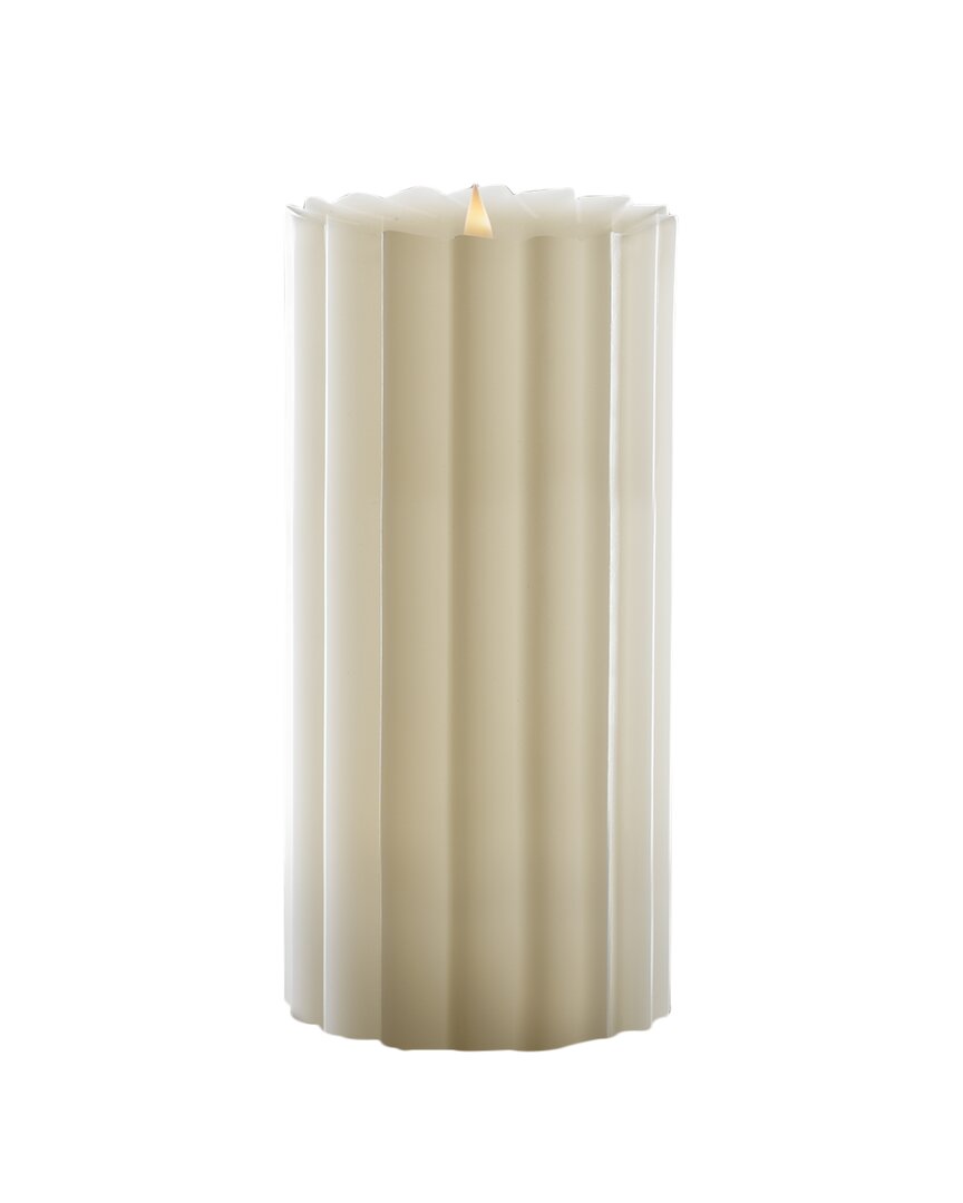 Seasonal Decor Sutton Fluted Motion Flameless Candle 5x7 In Ivory