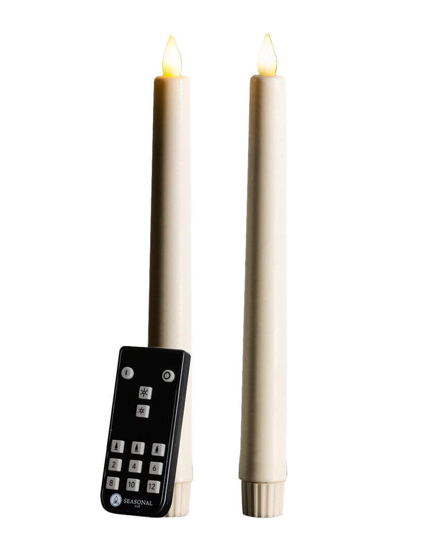 Seasonal Decor Sutton Fluted Motion Flameless Taper Candle 1x9.75 In Ivory