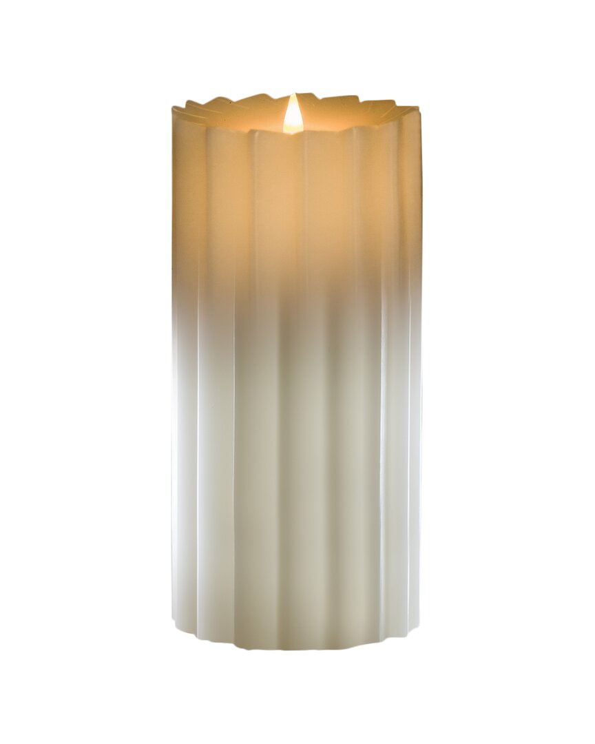 Seasonal Decor Sutton Fluted Motion Flameless Candle 5x7 In White