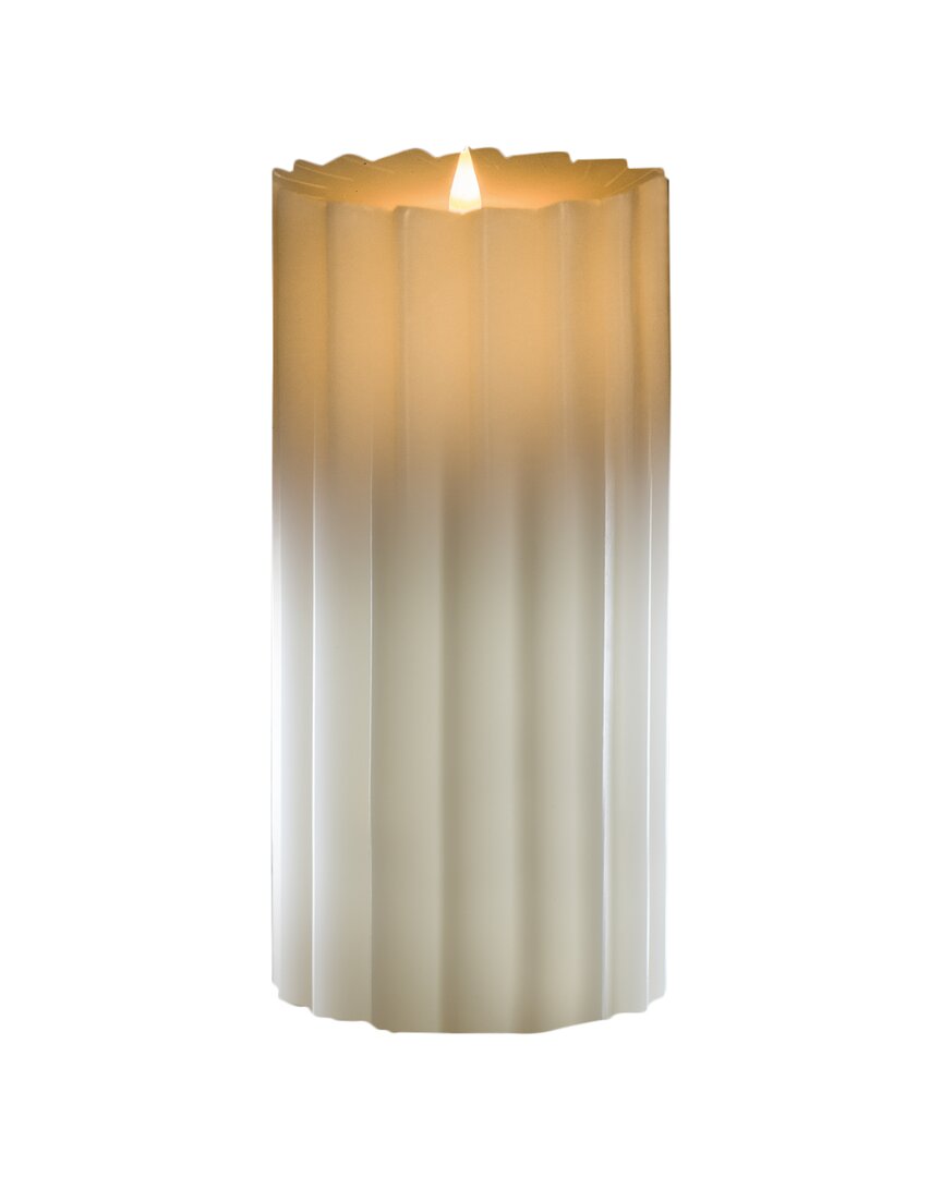 Seasonal Decor Sutton Fluted Motion Flameless Candle 5x7 In White