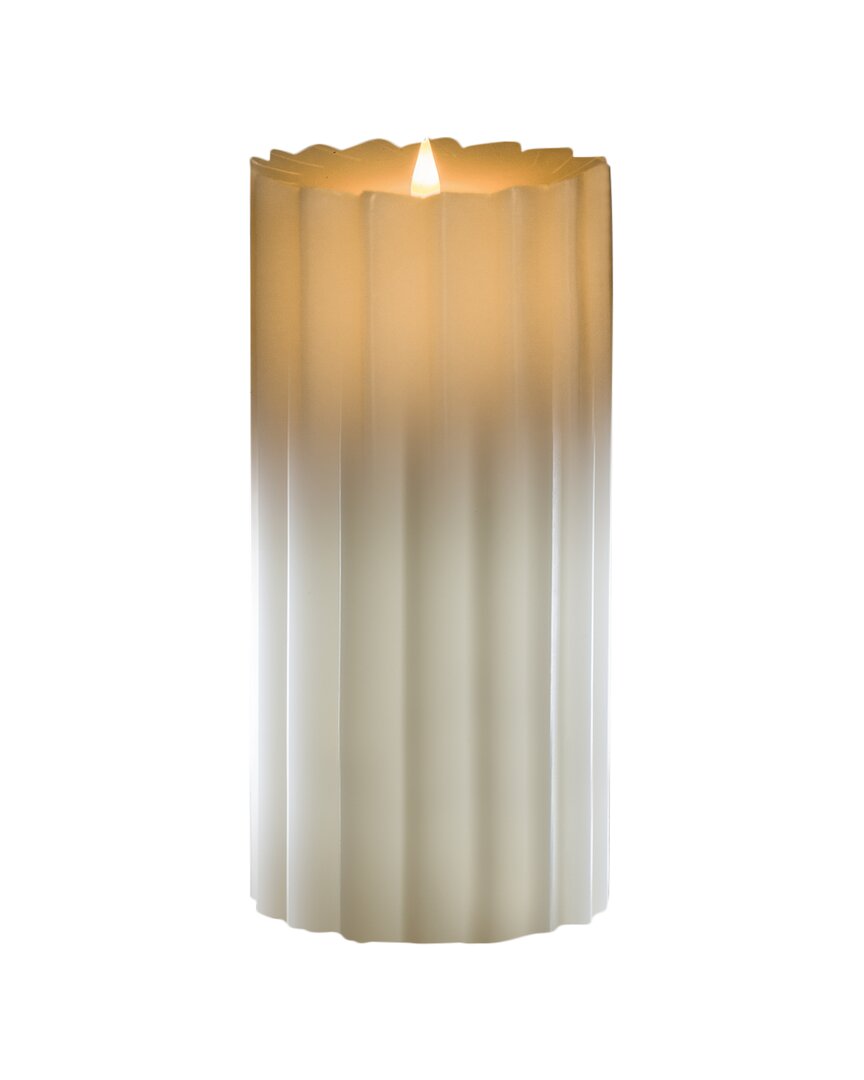 Seasonal Decor Sutton Fluted Motion Flameless Candle 5x7 In White