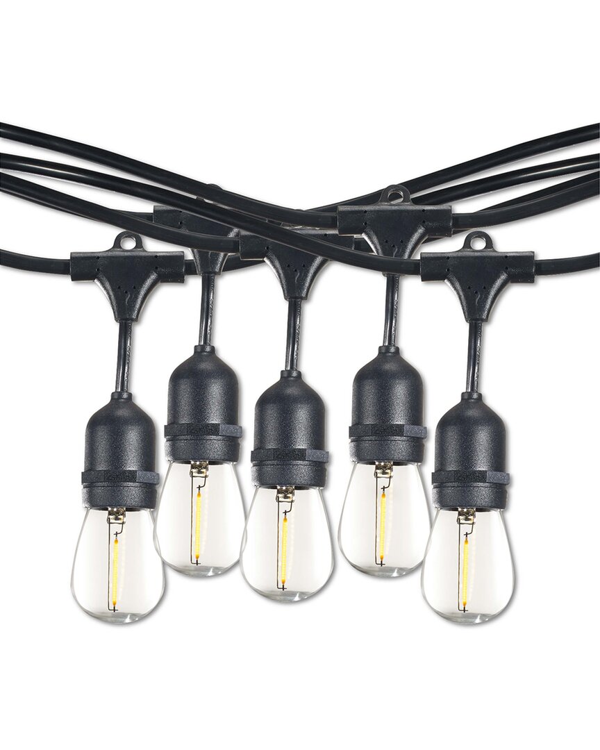 Bulbrite 14ft String Light Kit With Clear Shatter Resistant Vintage Style S14 Led Light Bulbs, 2pk In Black