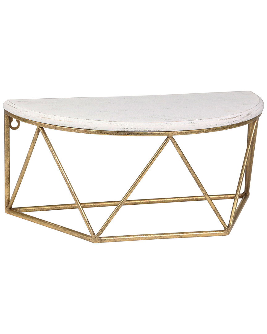Sagebrook Home Wood Metal Demilune Wall Shelf In White