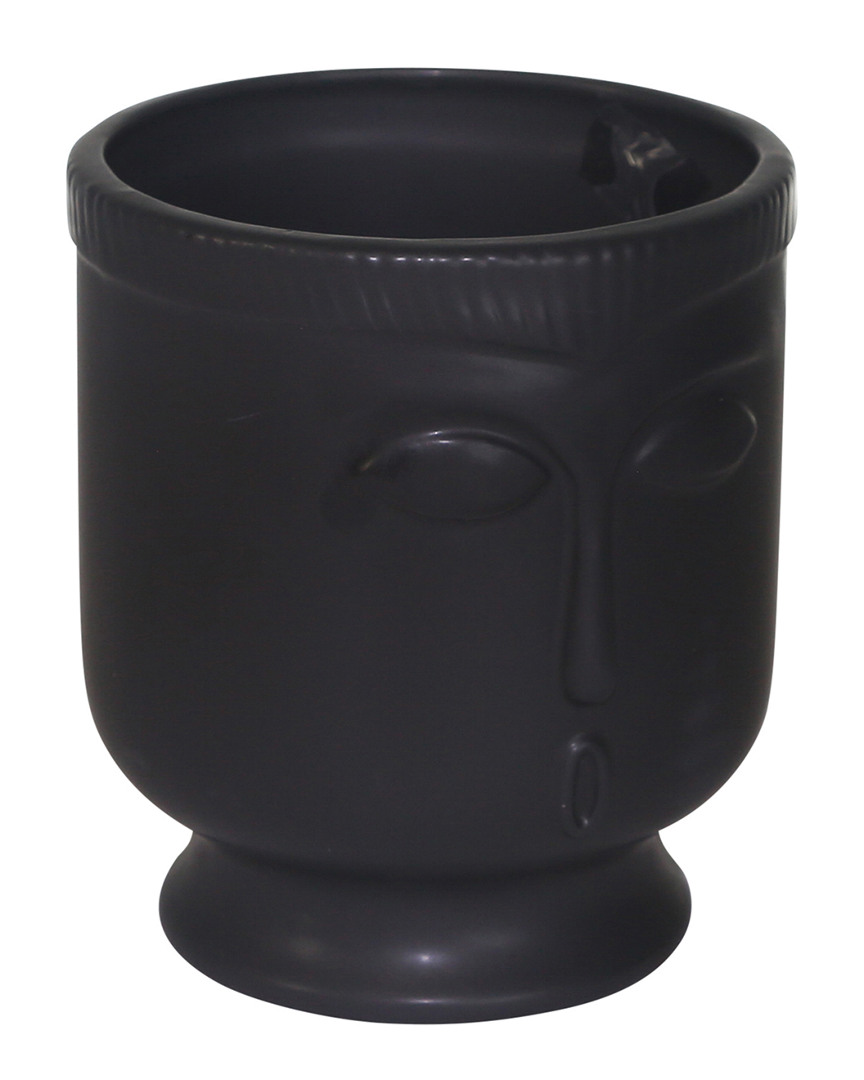 Sagebrook Home Ceramic Face Vase In Black