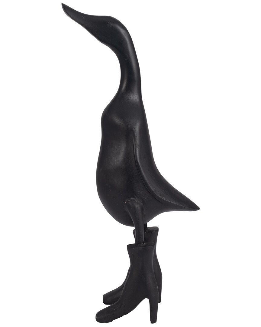 Sagebrook Home Bamboo 20in Duck In Rainboots Figure In Black