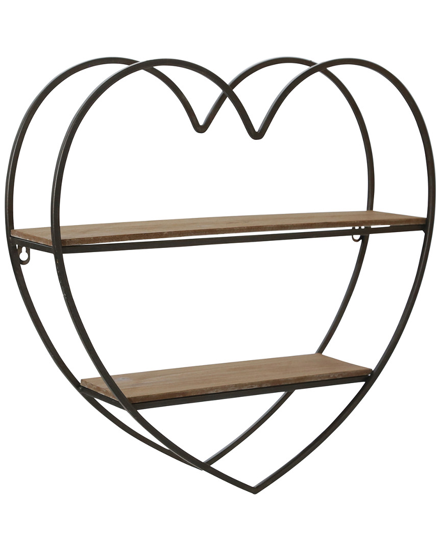 Sagebrook Home Metal Wood Tier Heart Wall Shelf In Black