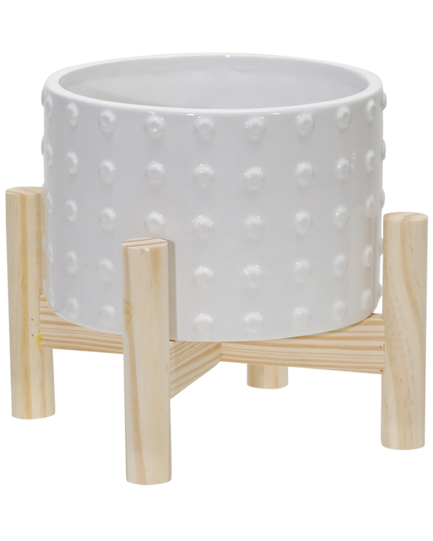 Sagebrook Home Ceramic Dotted Planter In White