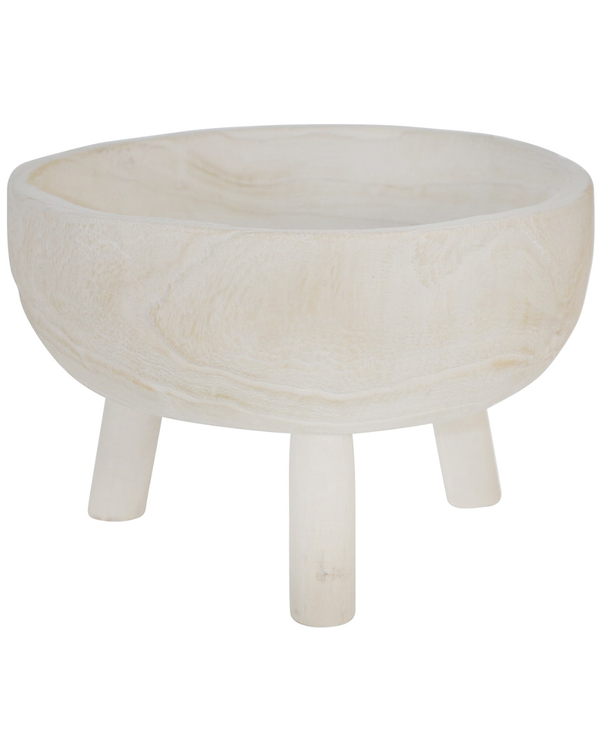 Sagebrook Home Wood Bowl With Legs In White
