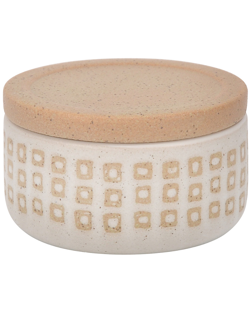 Sagebrook Home Ceramic Covered Dotted Jar In Ivory