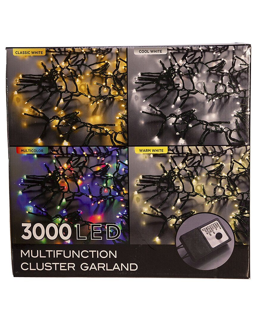 Kurt Adler 3000-light 98ft Cluster Garland With Warm White Led Lights In White