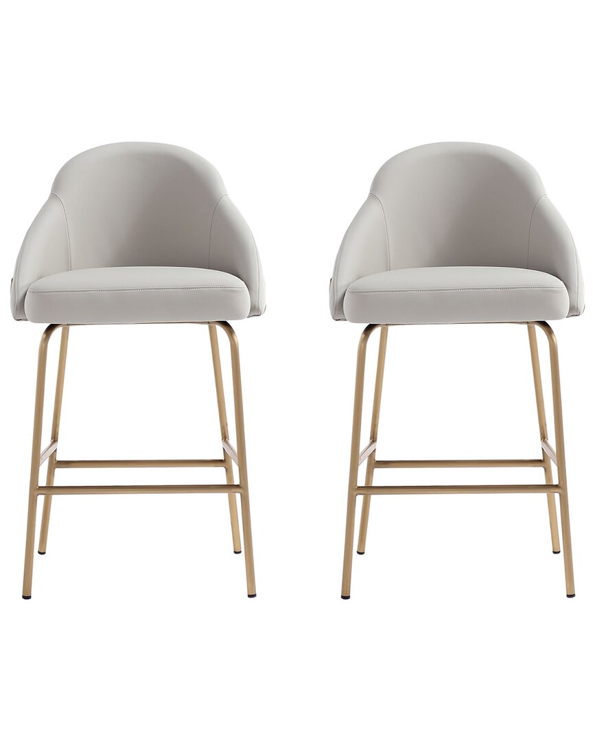 Manhattan Comfort Set Of 2 Gracie Modern Leatherette Barstools With Steel Legs