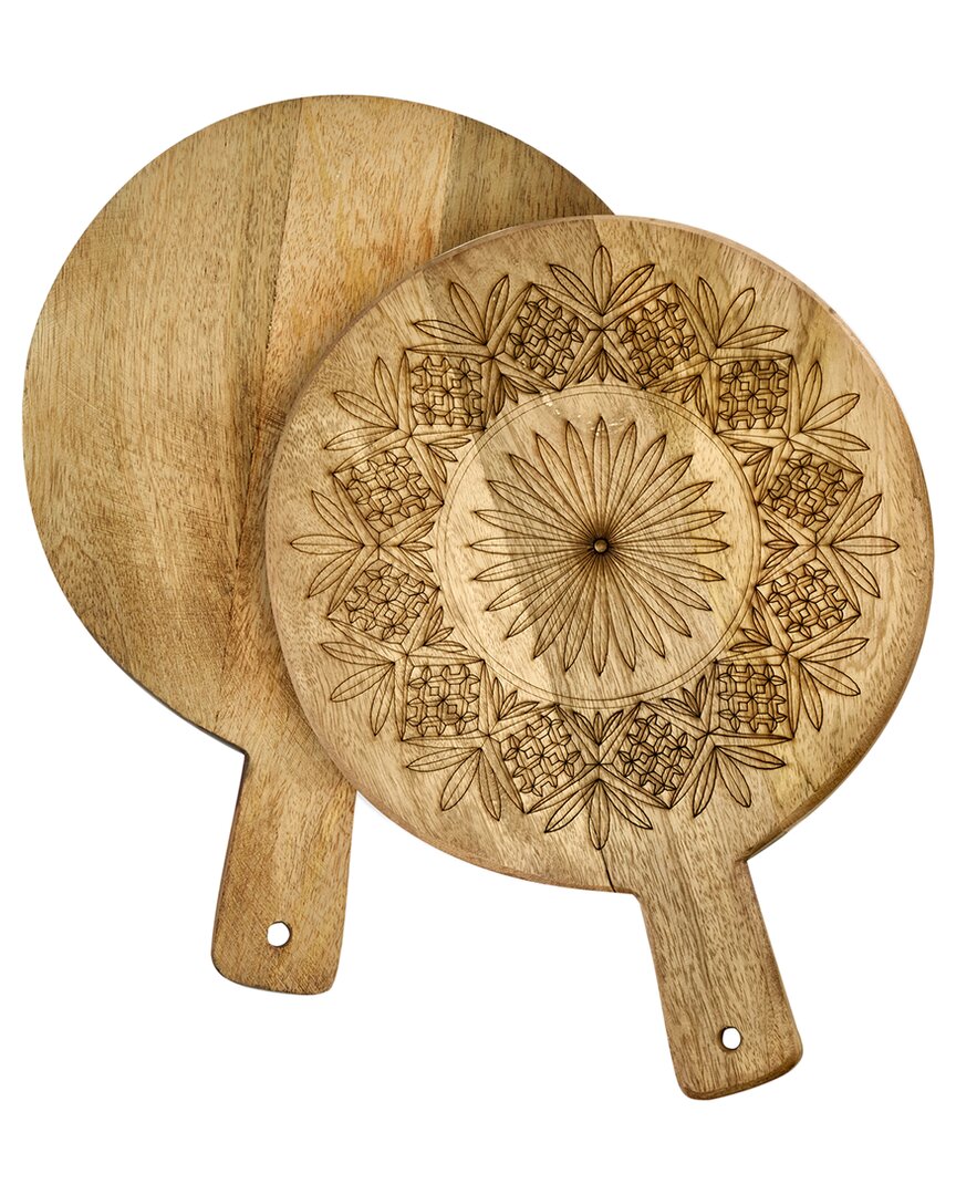 Godinger Set Of 2 Claro Round Paddle Boards In Natural
