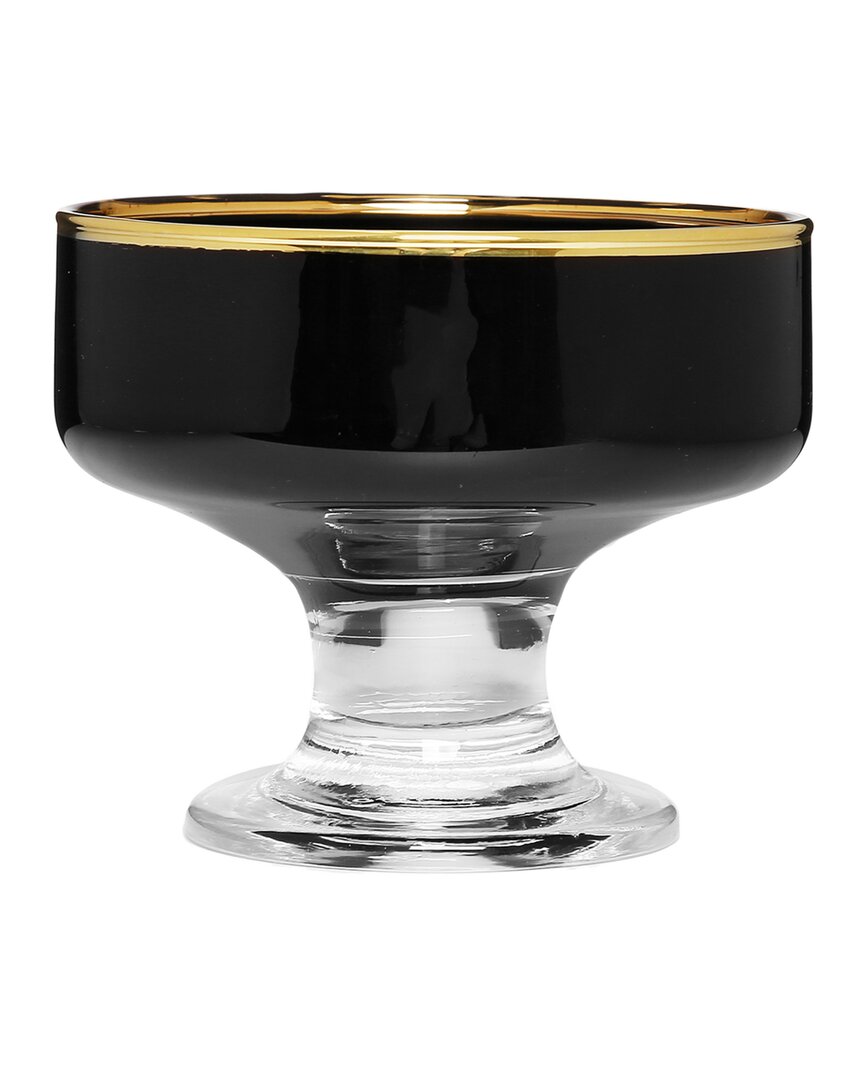Alice Pazkus Black Dessert Cups With Clear Stem And Rim Set Of 6