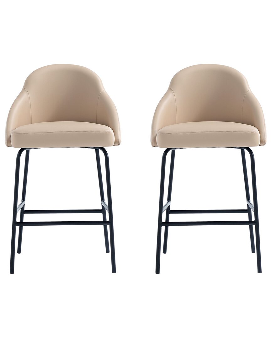 Manhattan Comfort Set Of 2 Gracie Modern Leatherette Barstools With Steel Legs