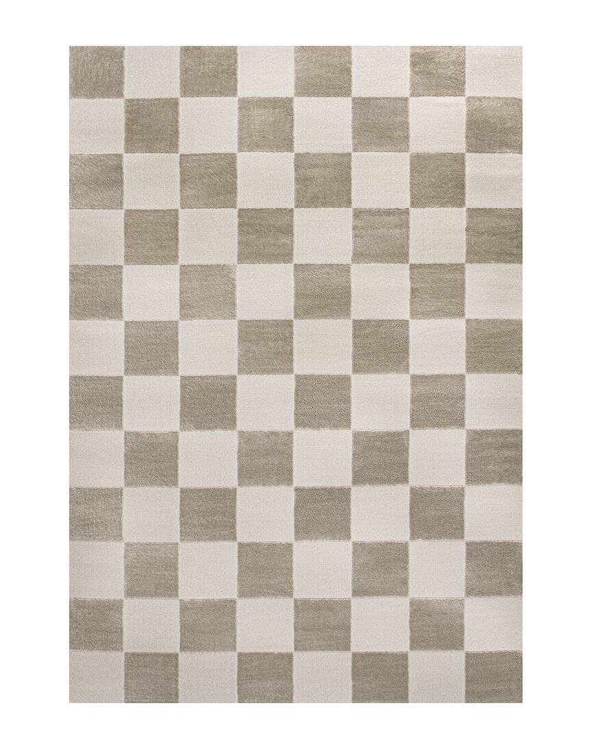 Jonathan Y Thea Modern Geometric Checkerboard High-low Area Rug In Beige
