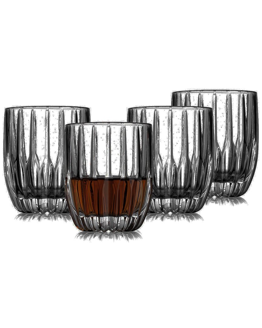 Godinger Set Of 4 Pleat Double Old Fashioned Glasses In Clear