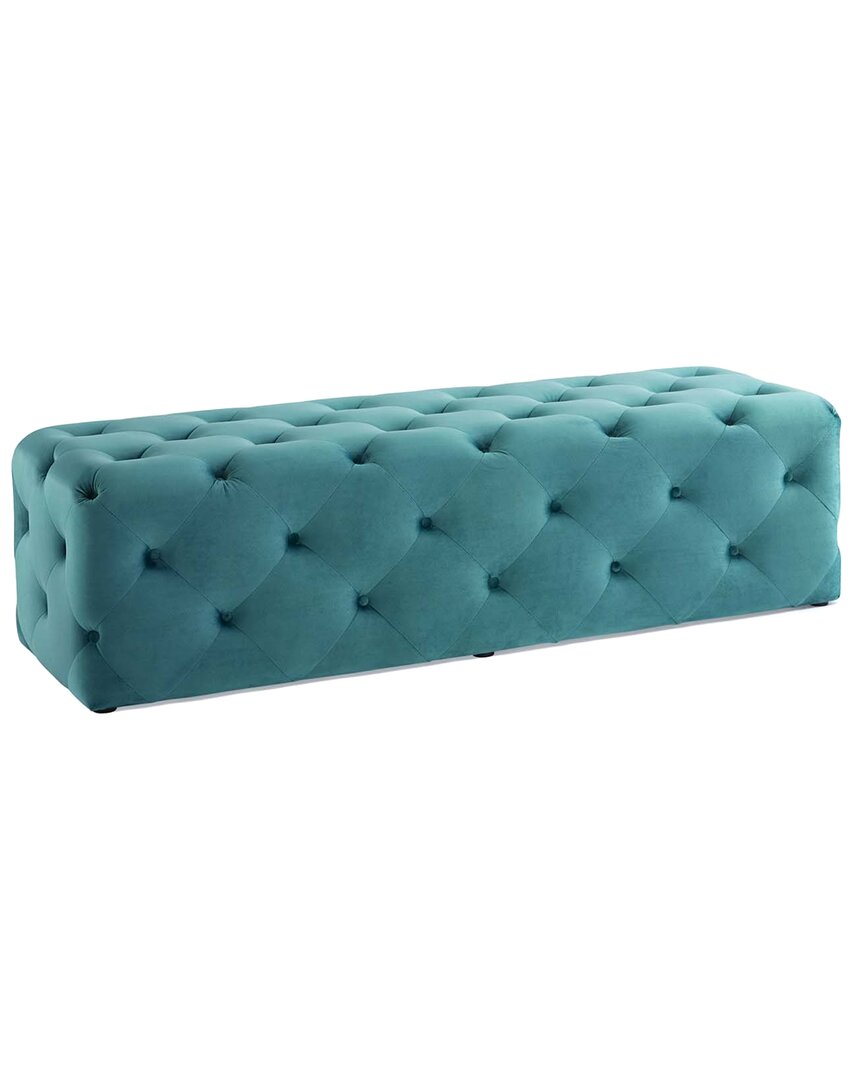 Modway Amour 60 Tufted Button Entryway Performance Velvet Bench In Blue