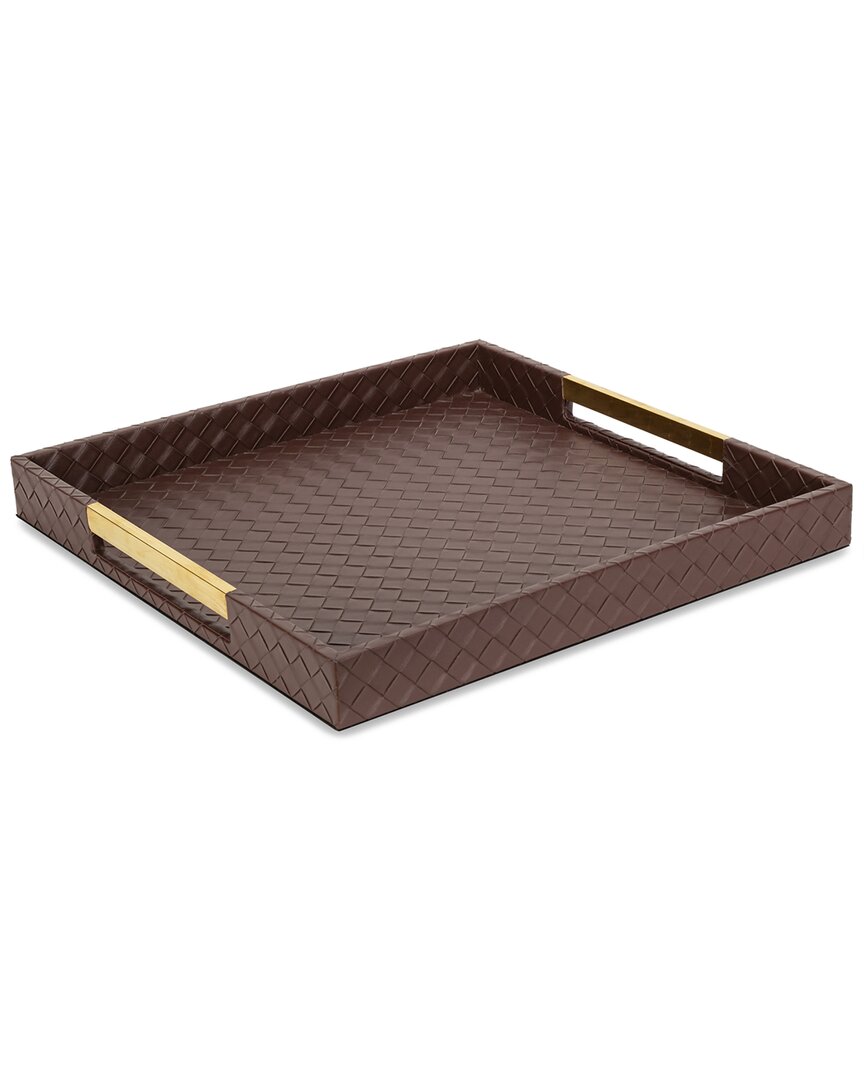 American Atelier Brown Tray With Gold-tone Handles Tray