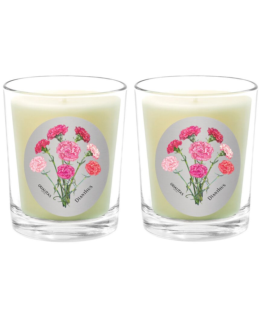 Qualitas Dianthus Two Scented Beeswax Candle Set In White