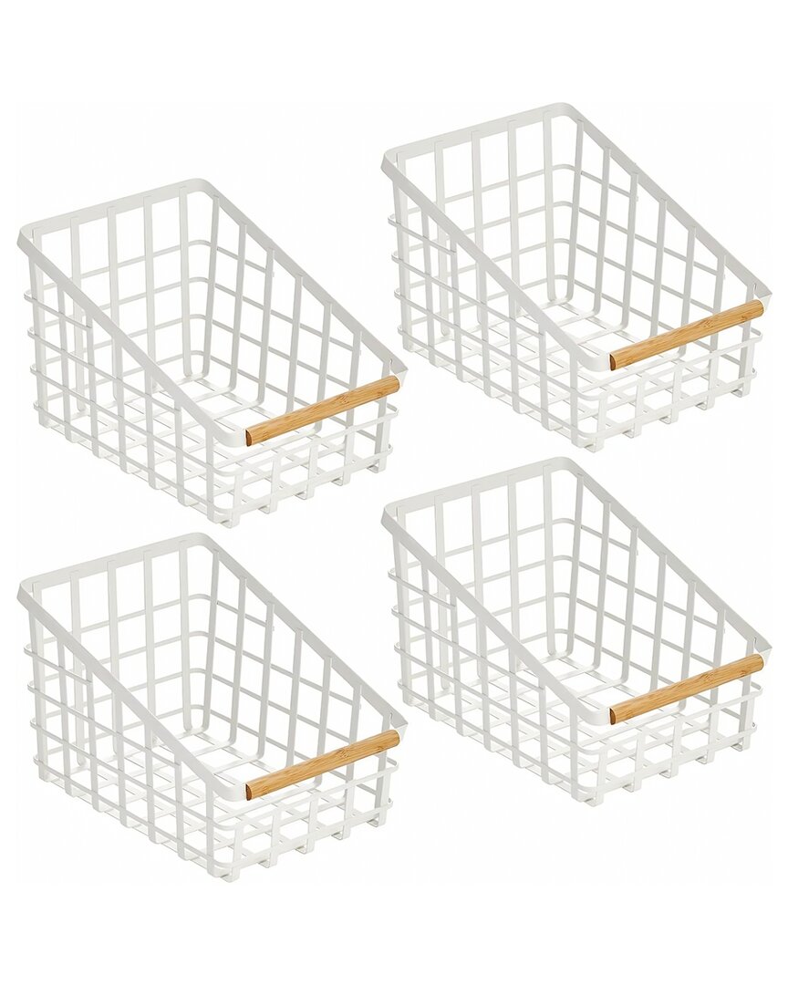 M DESIGN M DESIGN SET OF 8 SLANTED METAL BASKET WITH WOOD HANDLE
