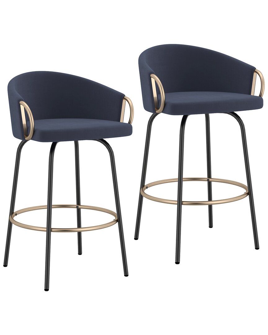 Worldwide Home Furnishings Set Of 2 Counter Stools In Blue