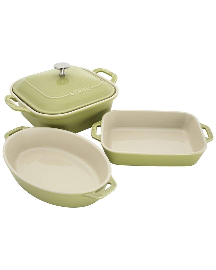 Staub 4-piece Ceramic Baking Dish Set In Green