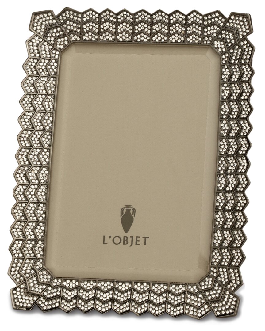 L'OBJET L'OBJET DECO NOIR WITH WHITE CRYSTALS 8X10 FRAME