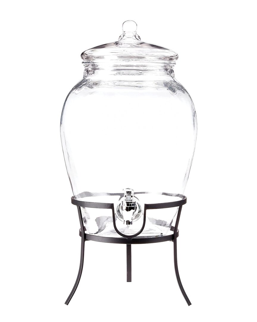 Stylesetter 2.7gal Beverage Dispenser With Metal Rack & Glass Lid In Transparent