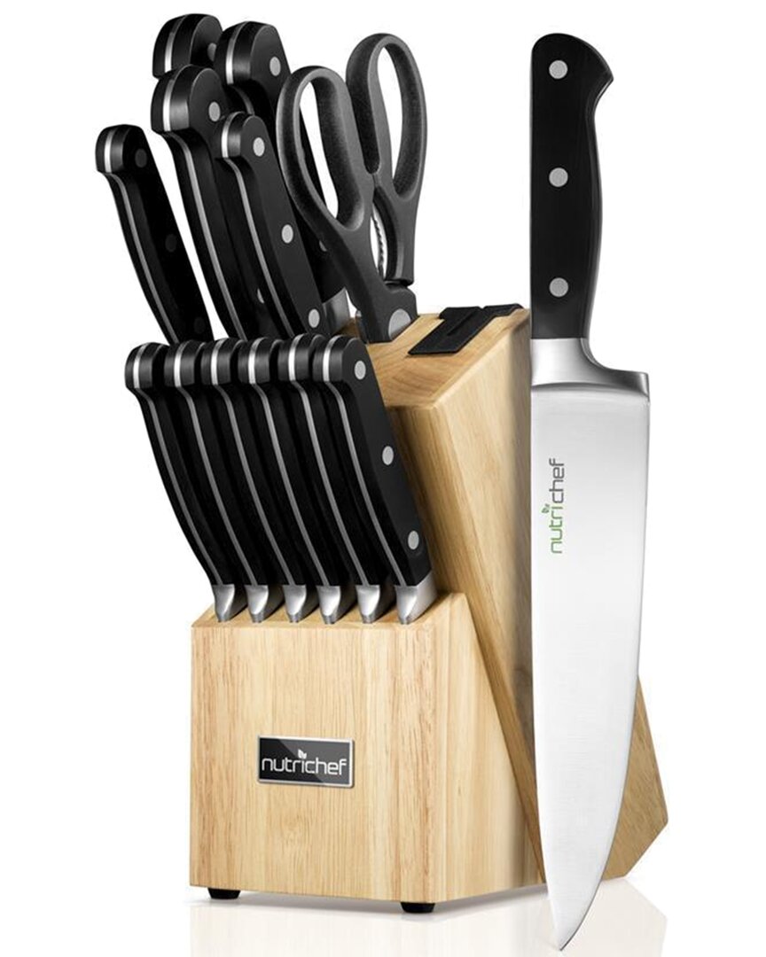 Nutrichef 13pc Stainless Steel Professional Knife Set In Black