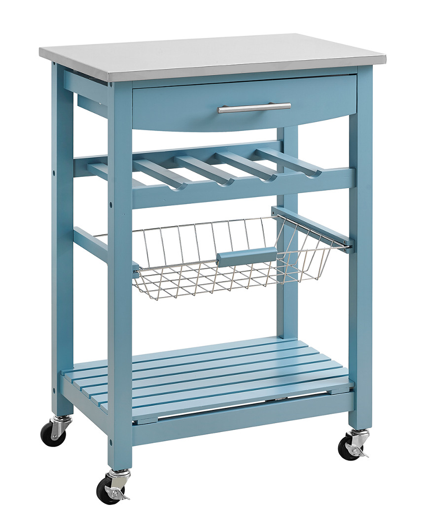 Linon Furniture Linon Clarke Blue Kitchen Cart