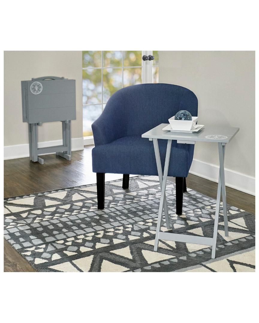 Linon Furniture Linon Gray Compass Tray Table Set