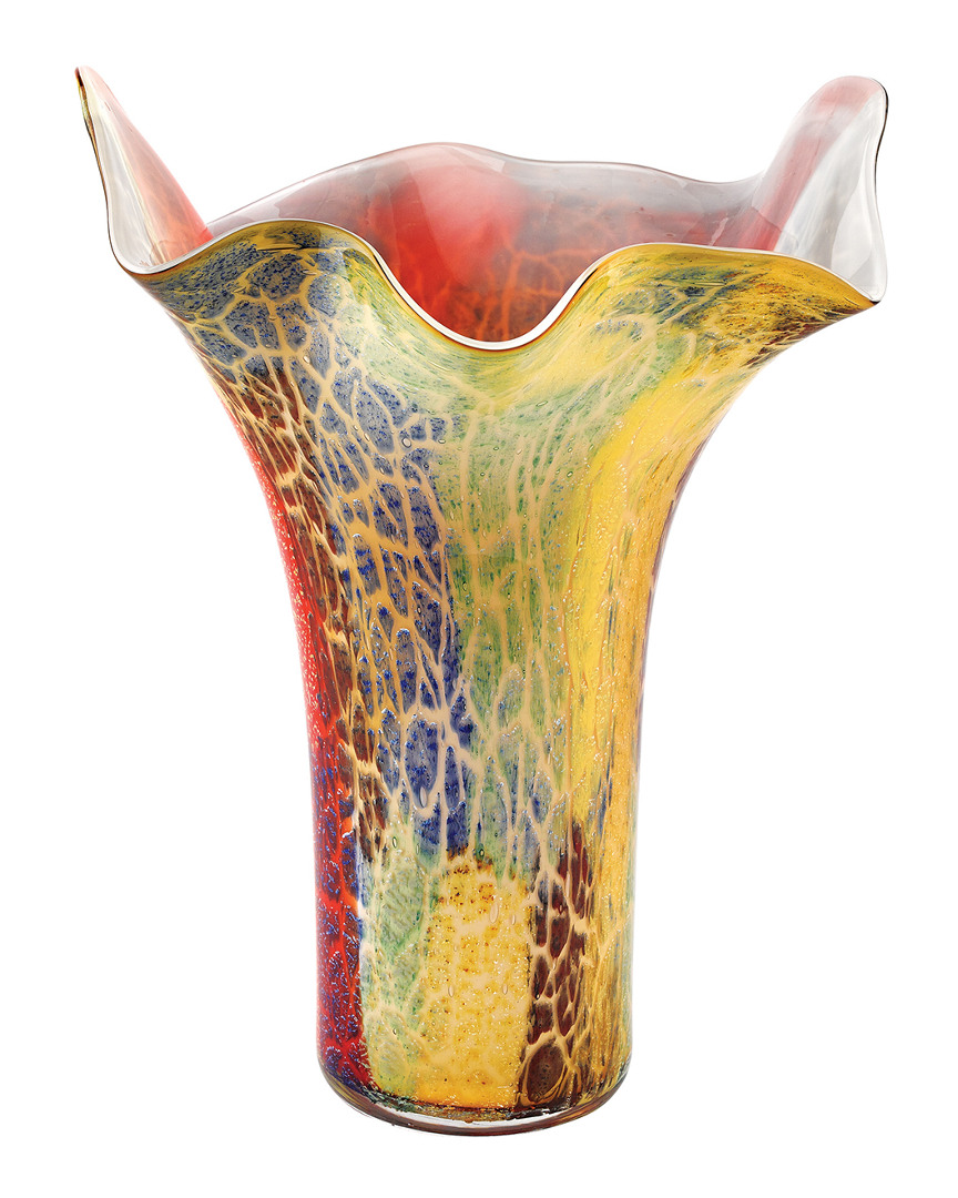 Badash Crystal Firestorm Murano Style Napkin Shape Vase