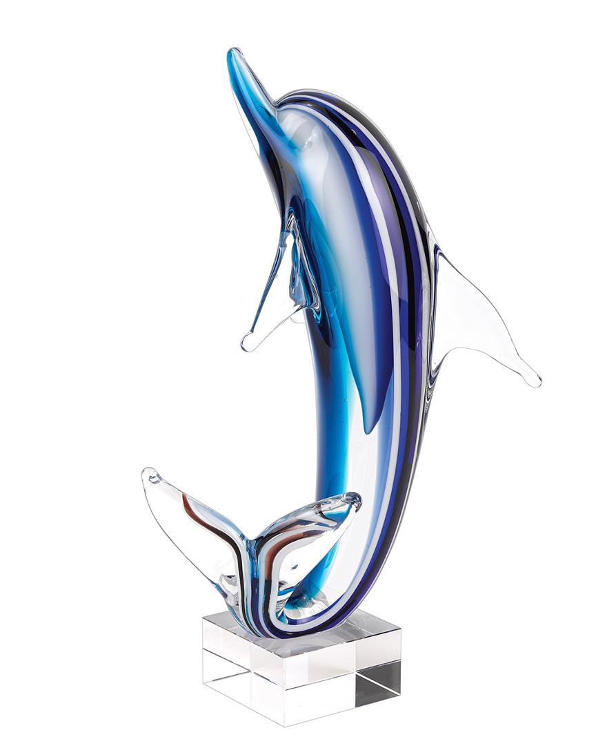 Badash Crystal Murano Style Art Glass Blue Dolphin