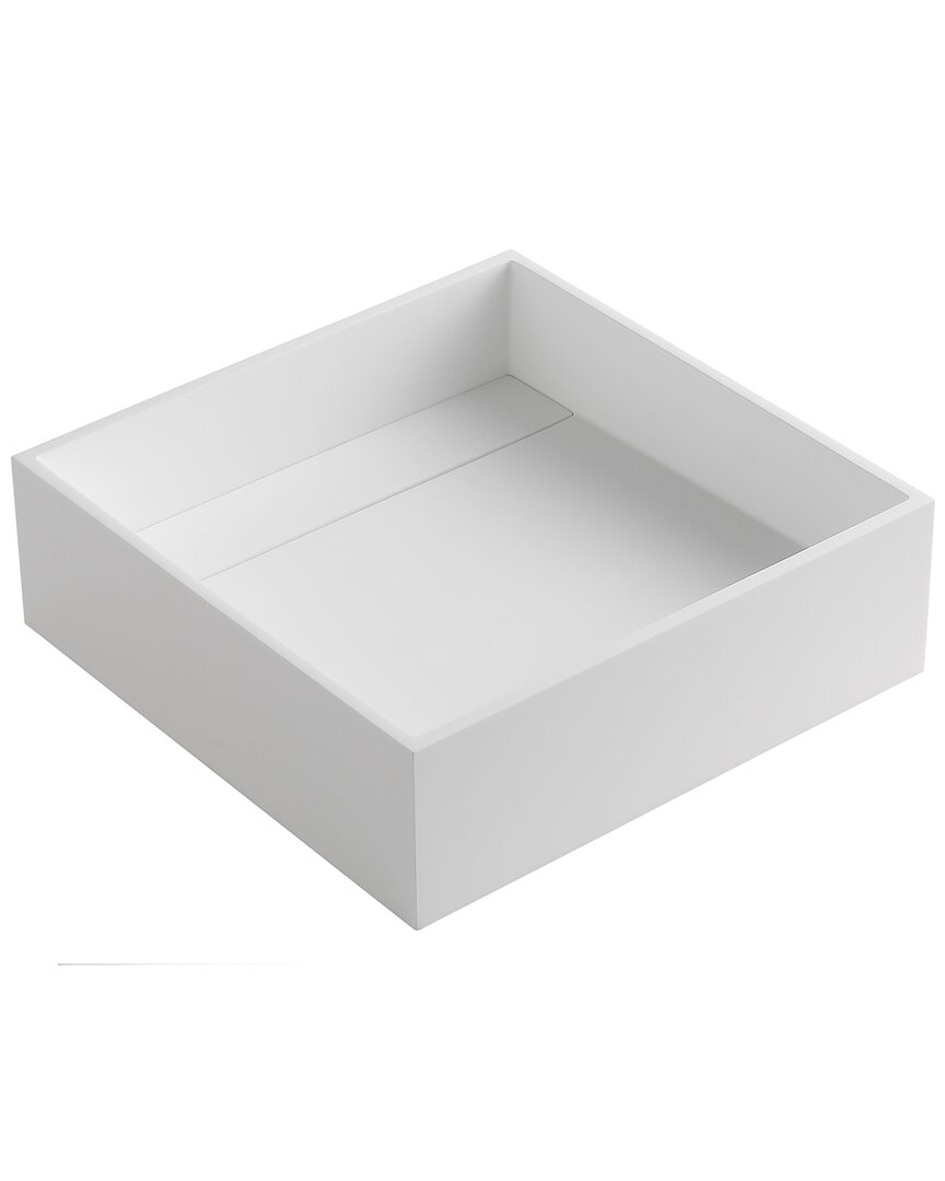 Alfi 14in Square White Matte Solid Surface Resin Sink