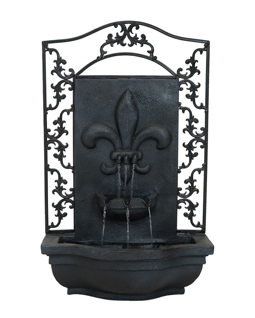 Sunnydaze French Lily Solar With Battery Outdoor Wall Fountain In Grey