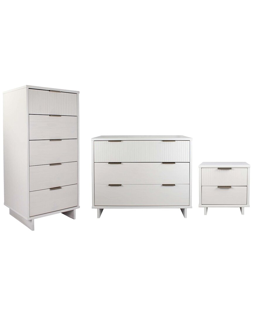 Manhattan Comfort 3pc Granville Modern Solid Wood Tall Narrow Chest