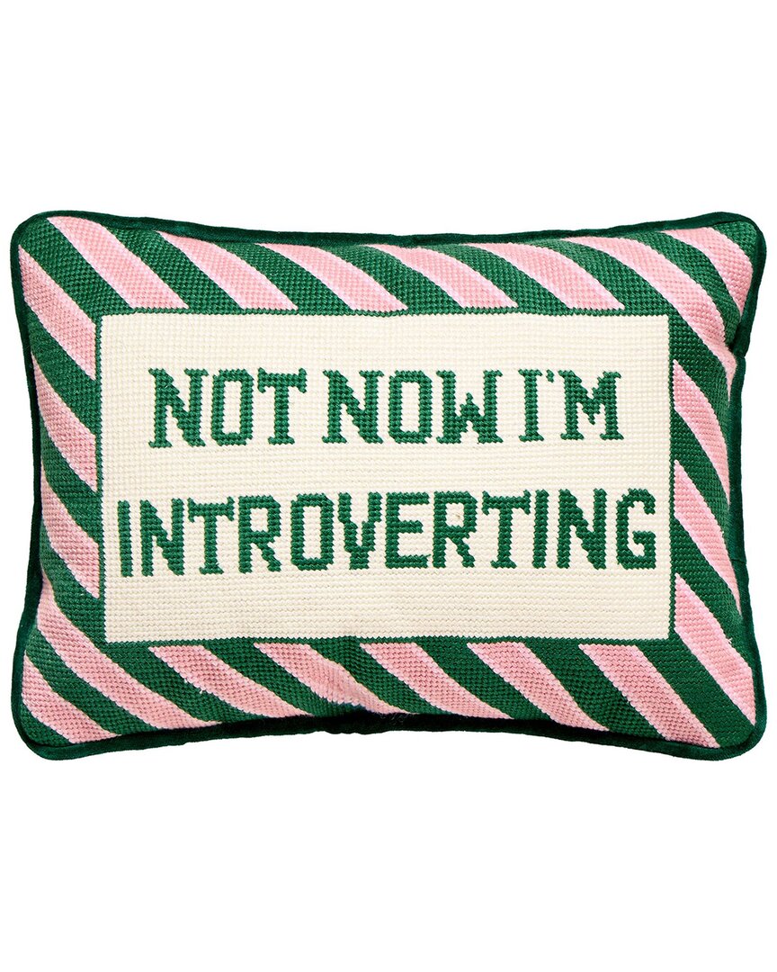Peking Handicraft I'm Introverting Embroidered Needlepoint Pillow