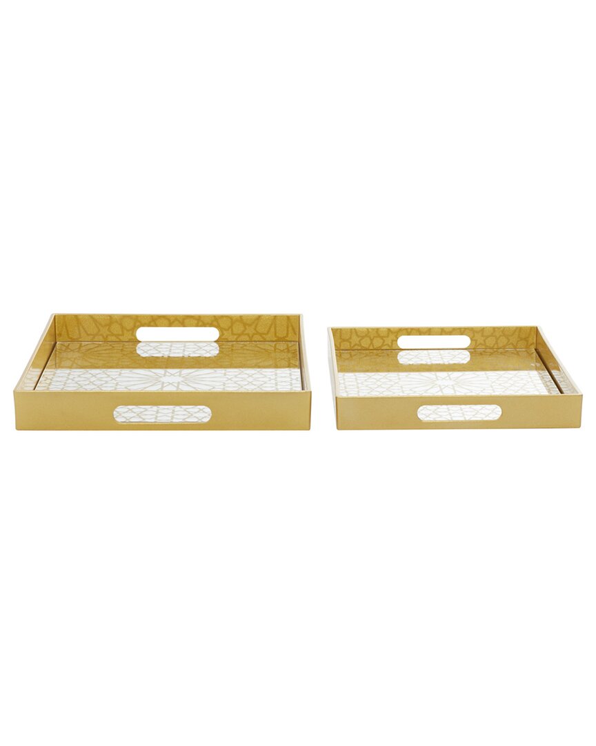 Cosmoliving By Cosmopolitan Set Of 2 Serving Trays In Gold