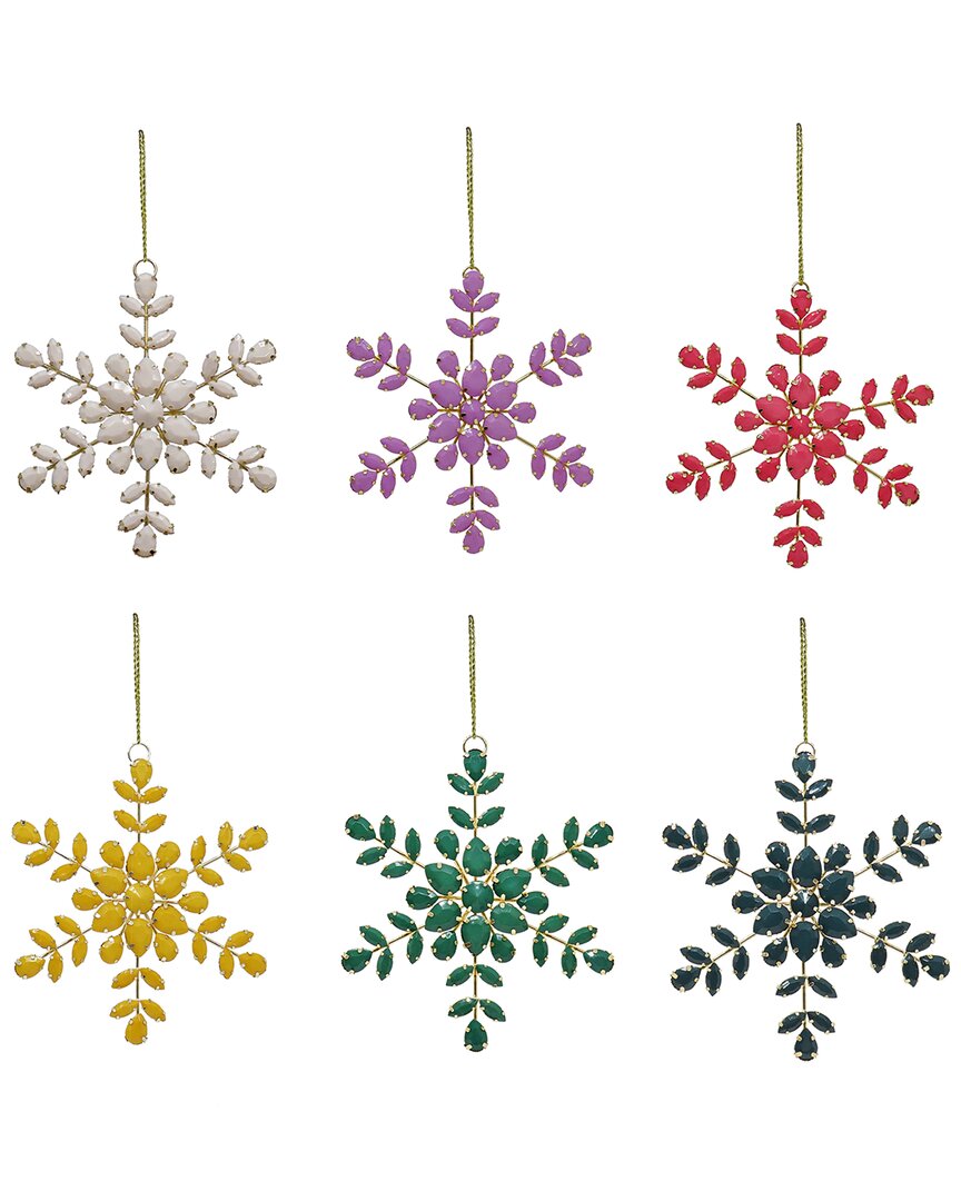 Hgtv 5in Mixed Beaded Snowflake Decor In Red