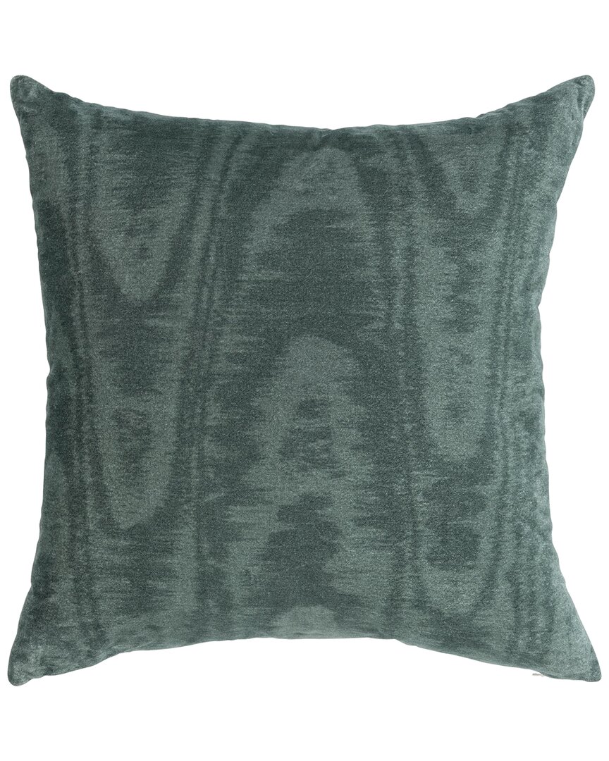 Classic Home Original Ikat Artwork Hildene Velvet Cotton Throw Pillow In Green