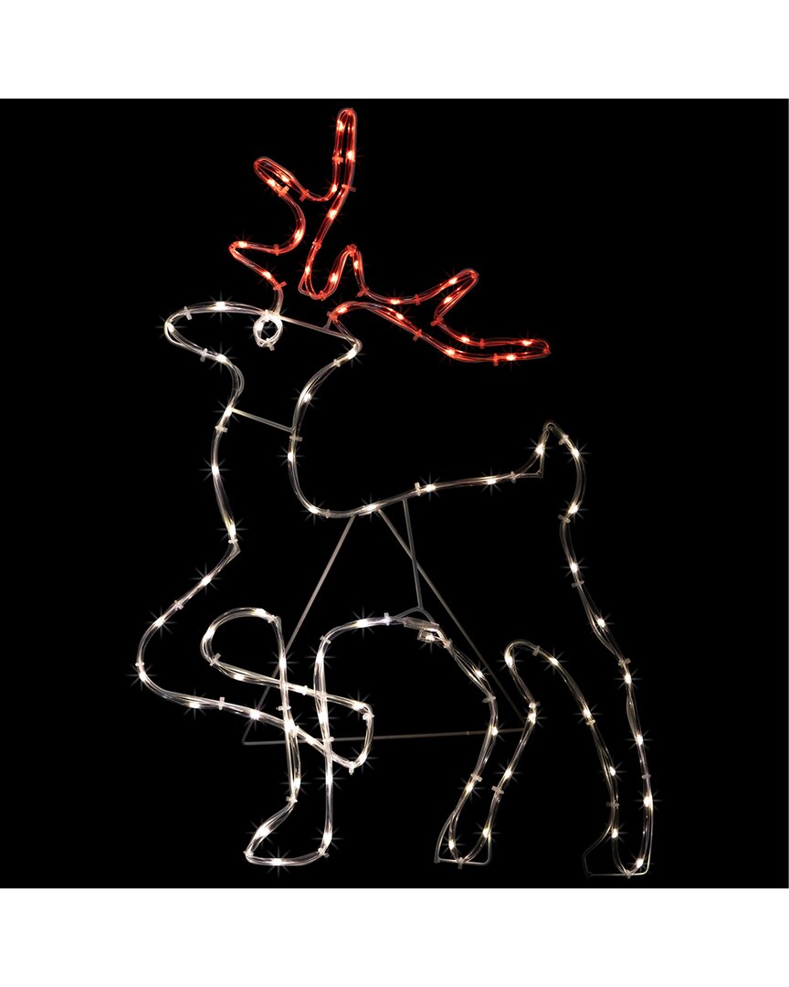 Northlight 24in Lighted Standing Reindeer Silhouette Outdoor Display In White