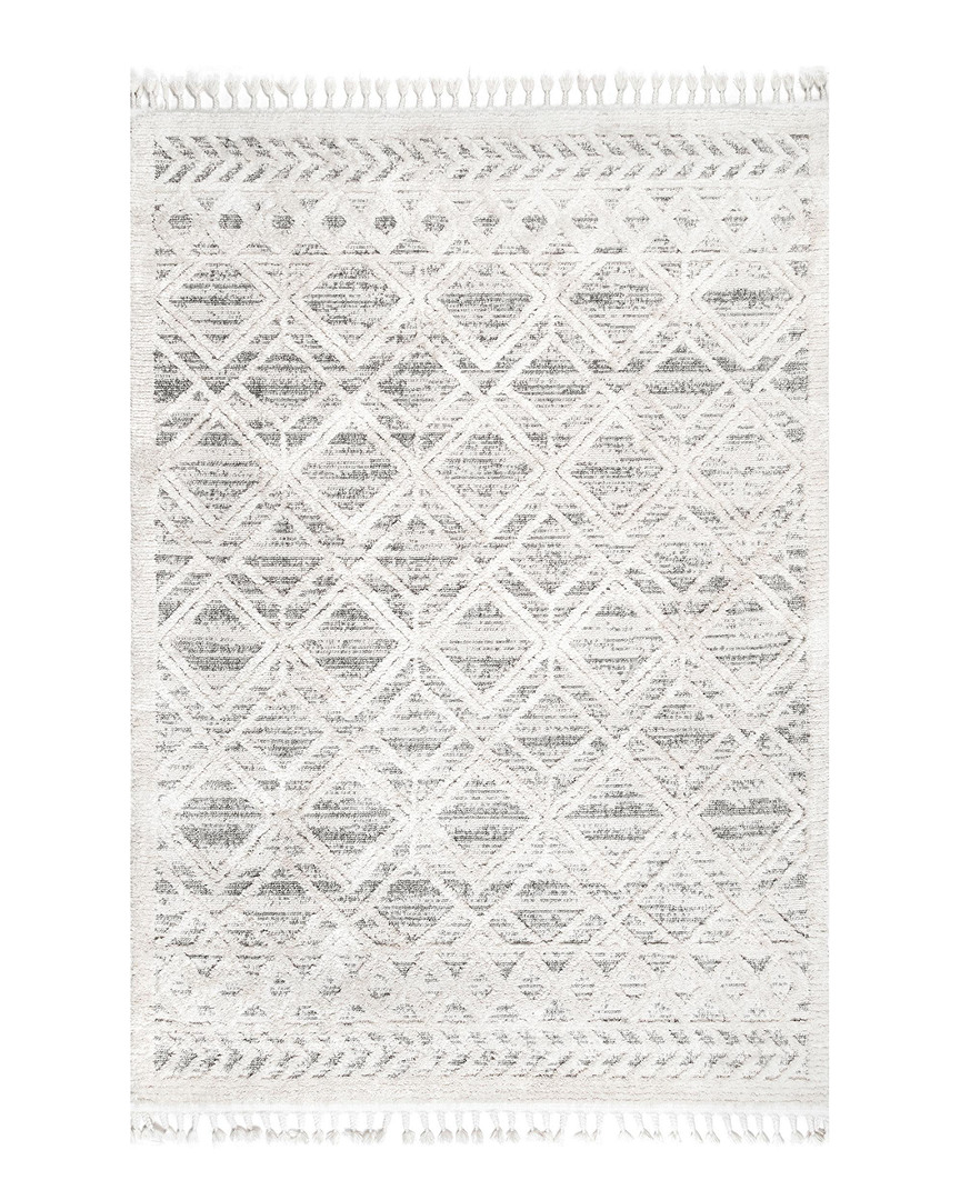 Nuloom Ansley Shaggy Lattice Tassel Rug In Beige