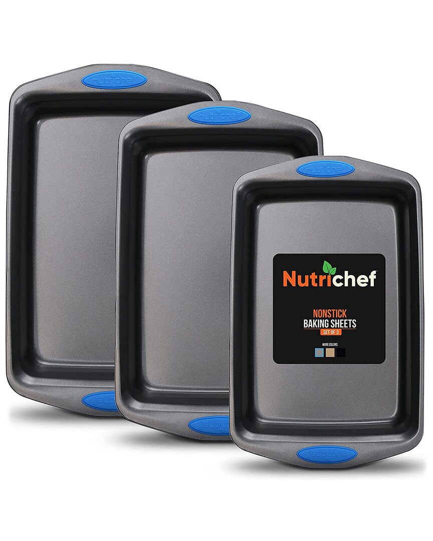 Nutrichef 3pc Baking Pans Set In Grey