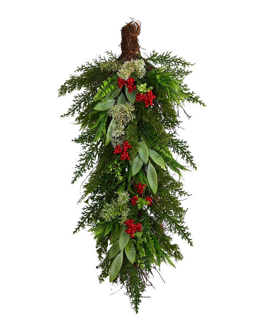 Nearly Natural 30in Cedar And Berry Artificial Christmas Swag In Green