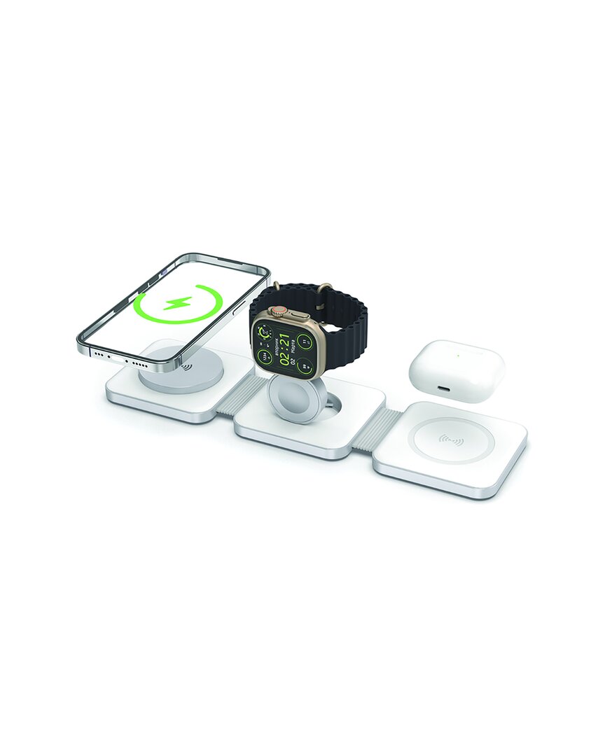 Phunkee Tree Leather Tri Fold Charging Station In White