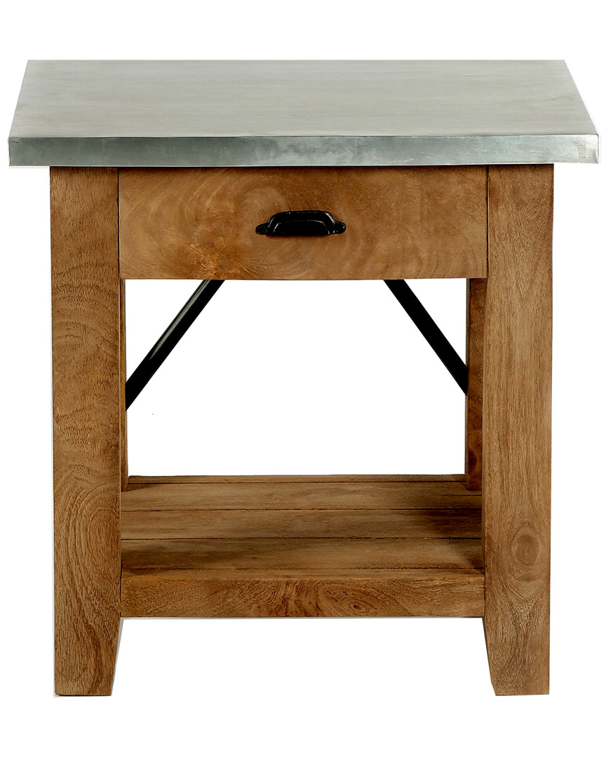 Alaterre Millwork 22in Wood And Zinc Metal End Table With Drawer