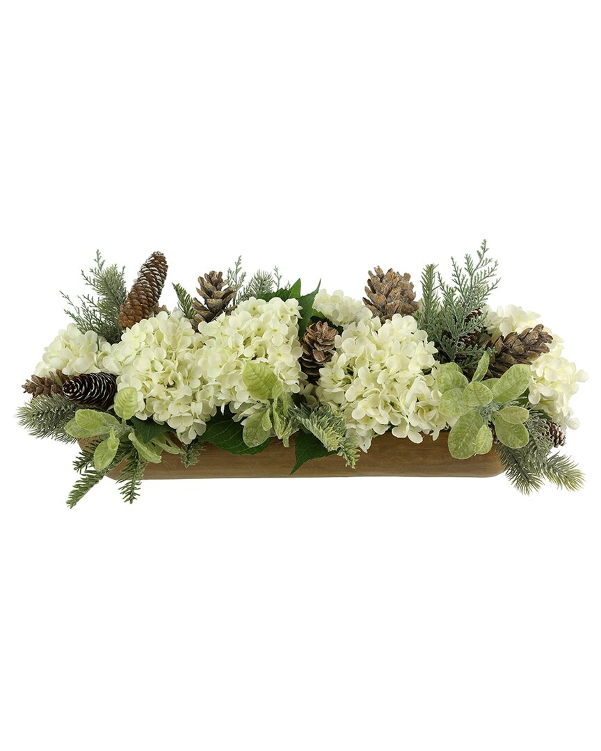 Creative Displays Christmas Centerpiece With Hydrangeas In Cream