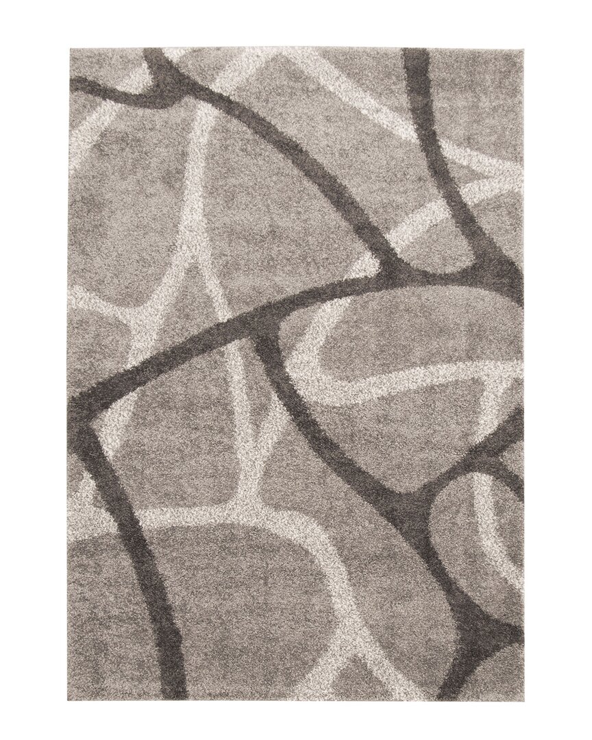 Ecarpet Patina Modern Abstract Shag Rug In Light Grey
