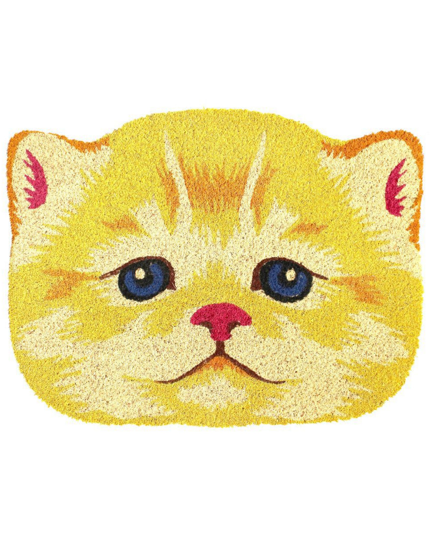 Rug Smith Rugsmith Bleach Yellow Cat Face Doormat In Beige